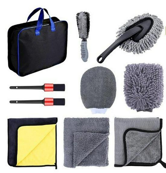 10-teiliges Autoreinigungsset: T-Griff Reifen-, gebogener Griff-, Rad- und Bohrmaschinenbürsten