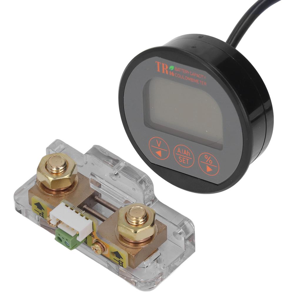 Battery Meter Waterproof Round Accurate Measurement 8‑120V Range Battery Capacity Tester for Electric Car 100A