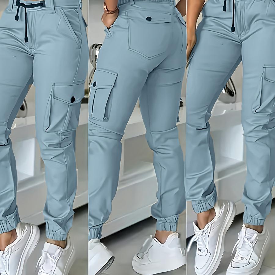 Women's Longline Cargo Pants ,Multi-Pocket, Cuffed, Casual & Athletic Style