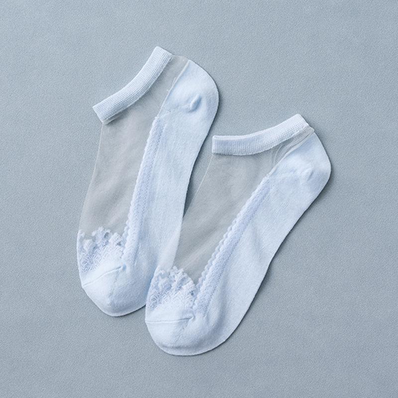 Summer Crystal Silk Low-Cut Breathable Women's Socks - Invisible, Wear-Resistant, Thin Cotton Bottom
