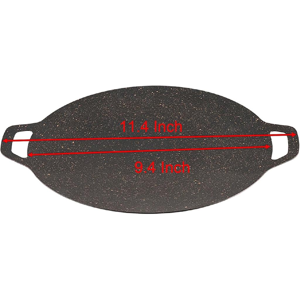 Thin Korean Grill Pan, 9.4 Inch Iron with Non-stick Coating Baking Tray on Heating Stove for Home, Party Travel and Outdoor (9 inch)