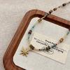 Titanium Steel Octagonal Star Natural Stone Dopamine Colored Bead Necklace, A Unique Collar Chain for The Petite.