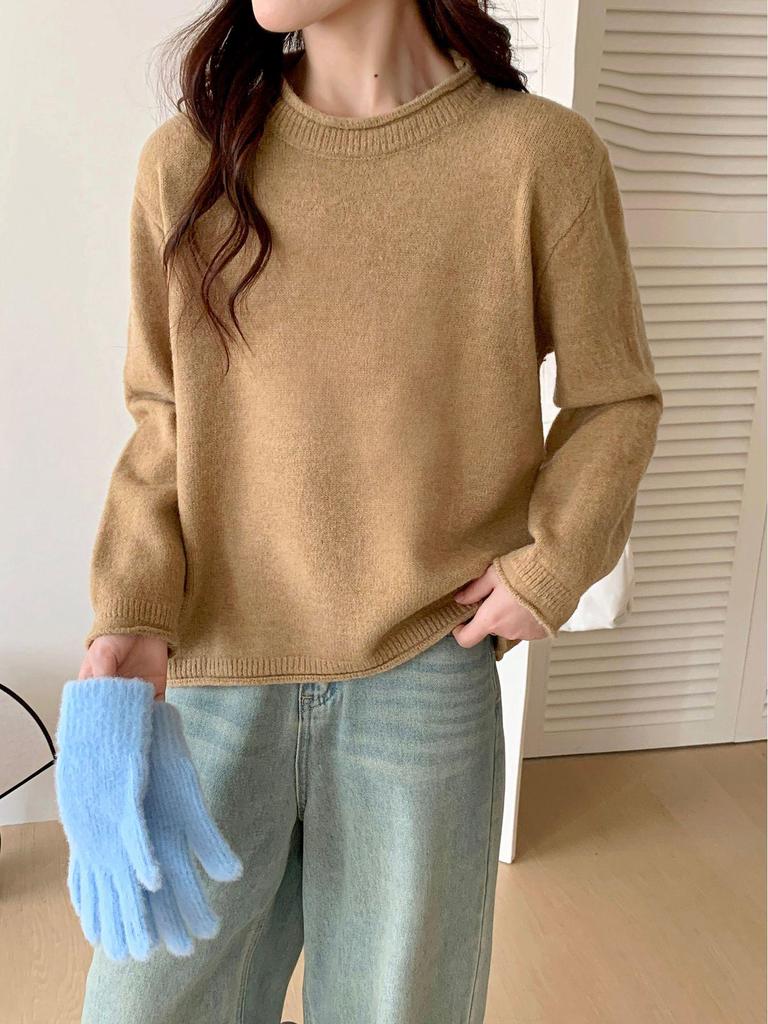 Women's Oversized Korean Chic Roll-Neck Sweater - Autumn/Winter 2025