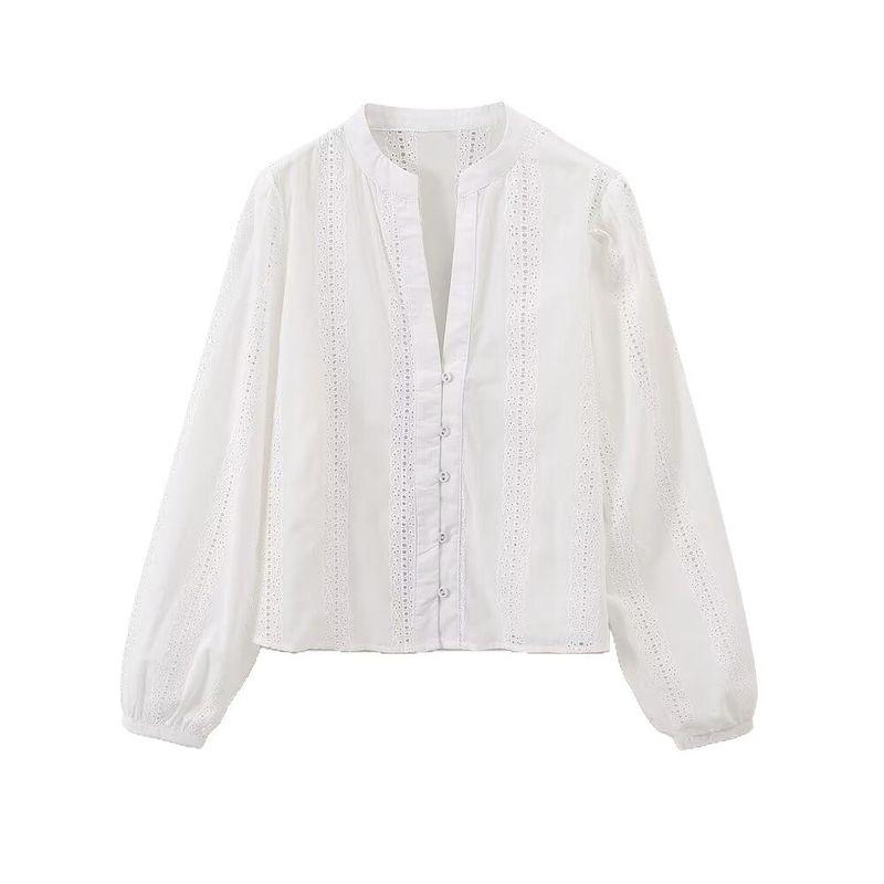 Kaslead New Arrival Women's Clothing Fashion Style Fashion All-Match Cut Out Embroider Long Sleeves Tops 8741045