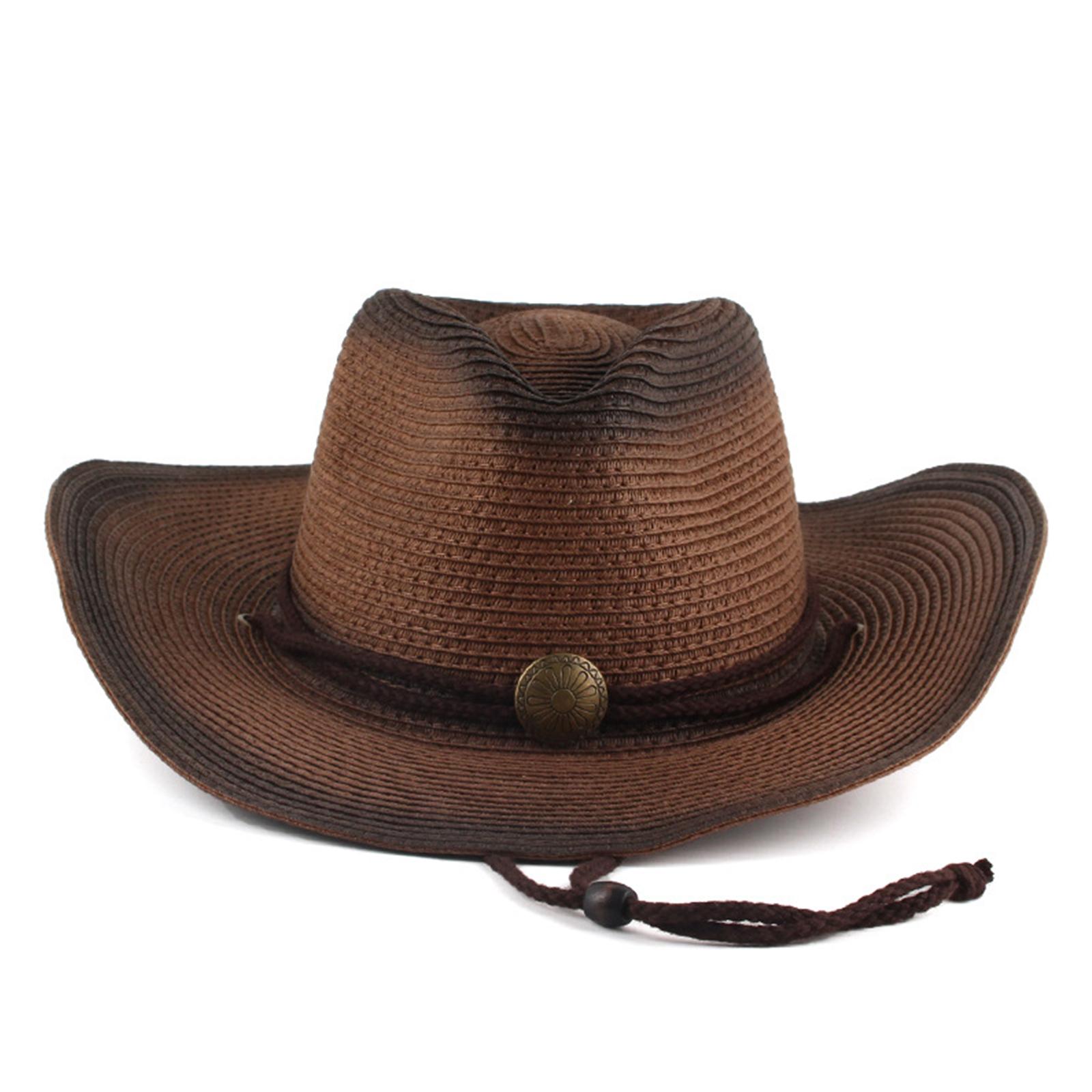 

Straw Hat Straw Cowboy Hat Straw Panama Hat Western Straw Fedora Hat Straw Western Hat For Men Tavel Hat Outsider Hat темно-коричневого