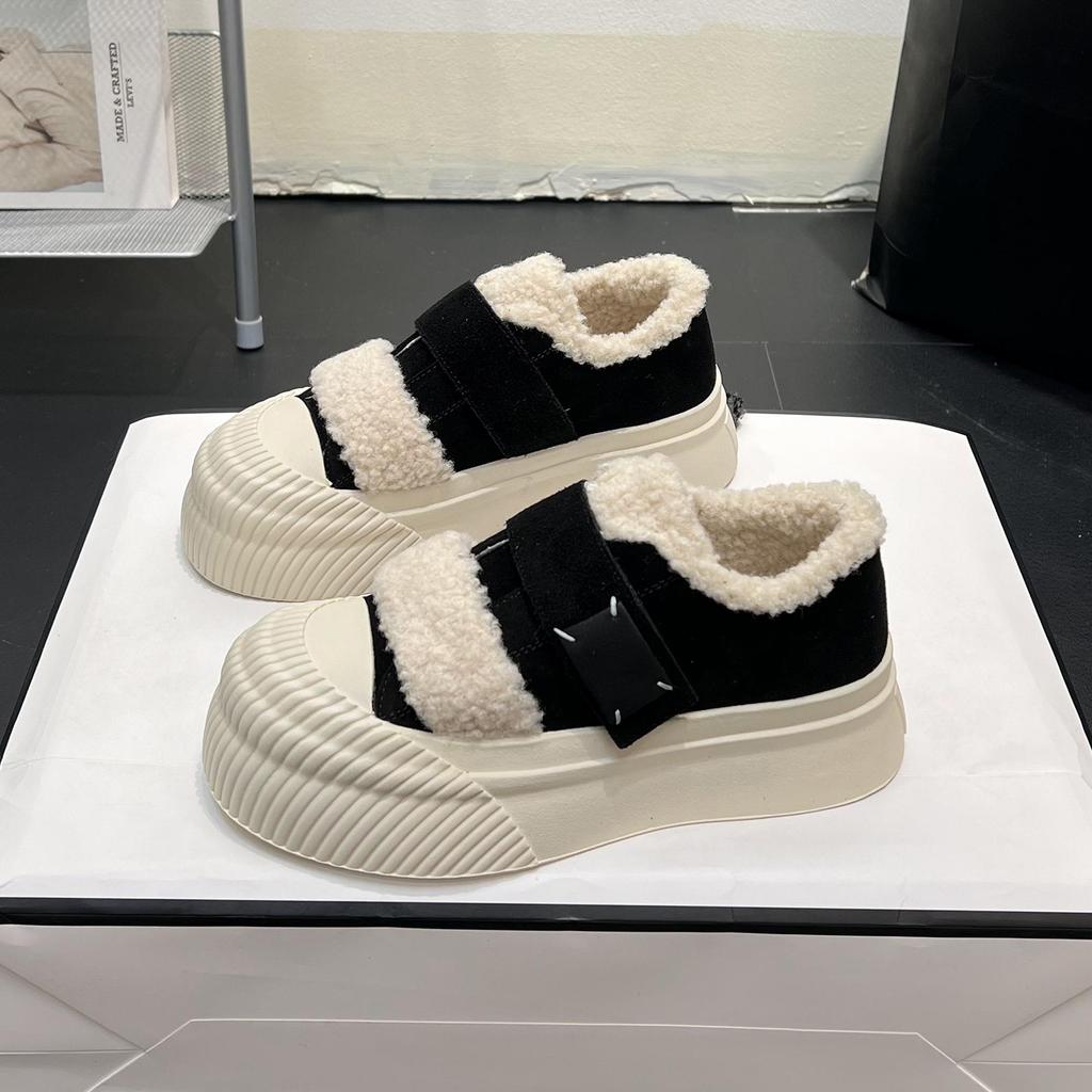 British Style Leather Thick-soled Velvet Casual, Board Shoes 2025 Winter New Round Head with Cashmere Thermal Cotton