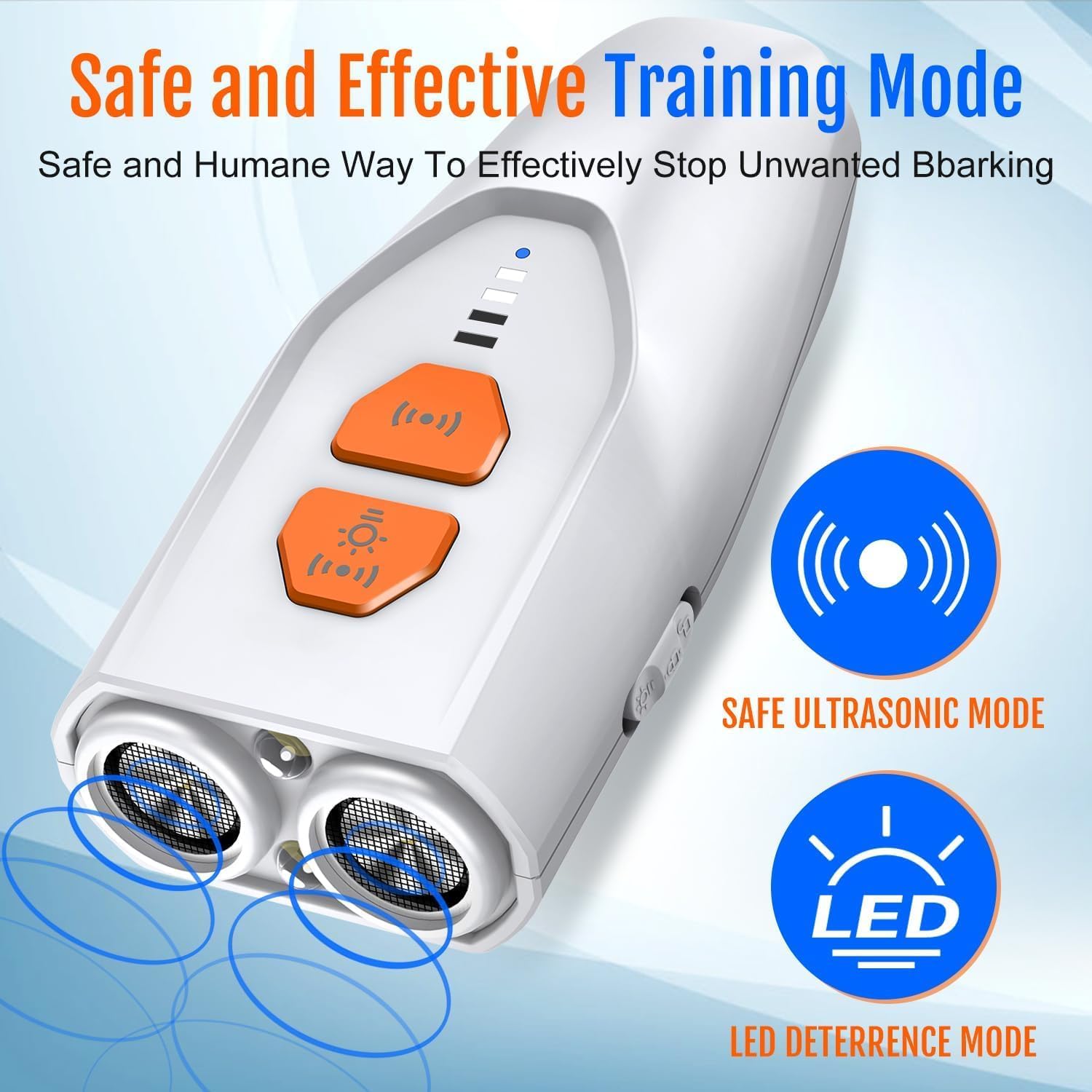 Ultrasonic Dog Bark Deterrent, Dual Bark Dog Bark Deterrent, Professional Dog Training Tool Bark Control Device, Suitable for Indoor and Outdoor,