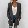 Fashionable Women's Knitted Cable Cardigan Sweater Mid-length Twisted Rope Cardigan Coat