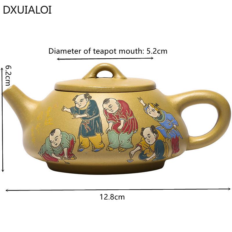 Painted Purple Clay Pot 200ml Teapot Handmade Kung Fu Tea Set Teapots Chinese Ceramic Kettle Gift High Quality Clay Pot
