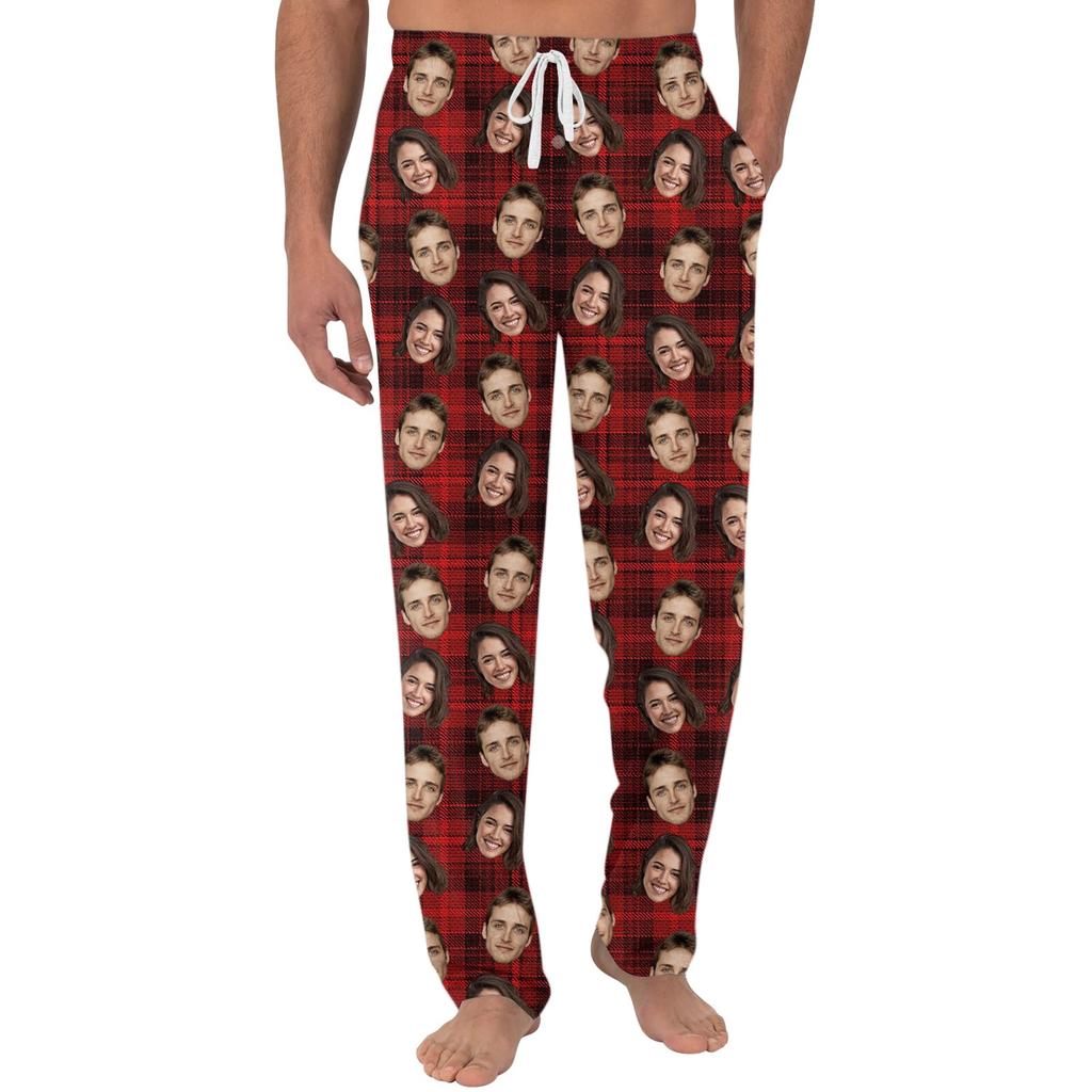 Men's Custom Pajama Pants with Pockets, Casual Long Sleep Pants for Home