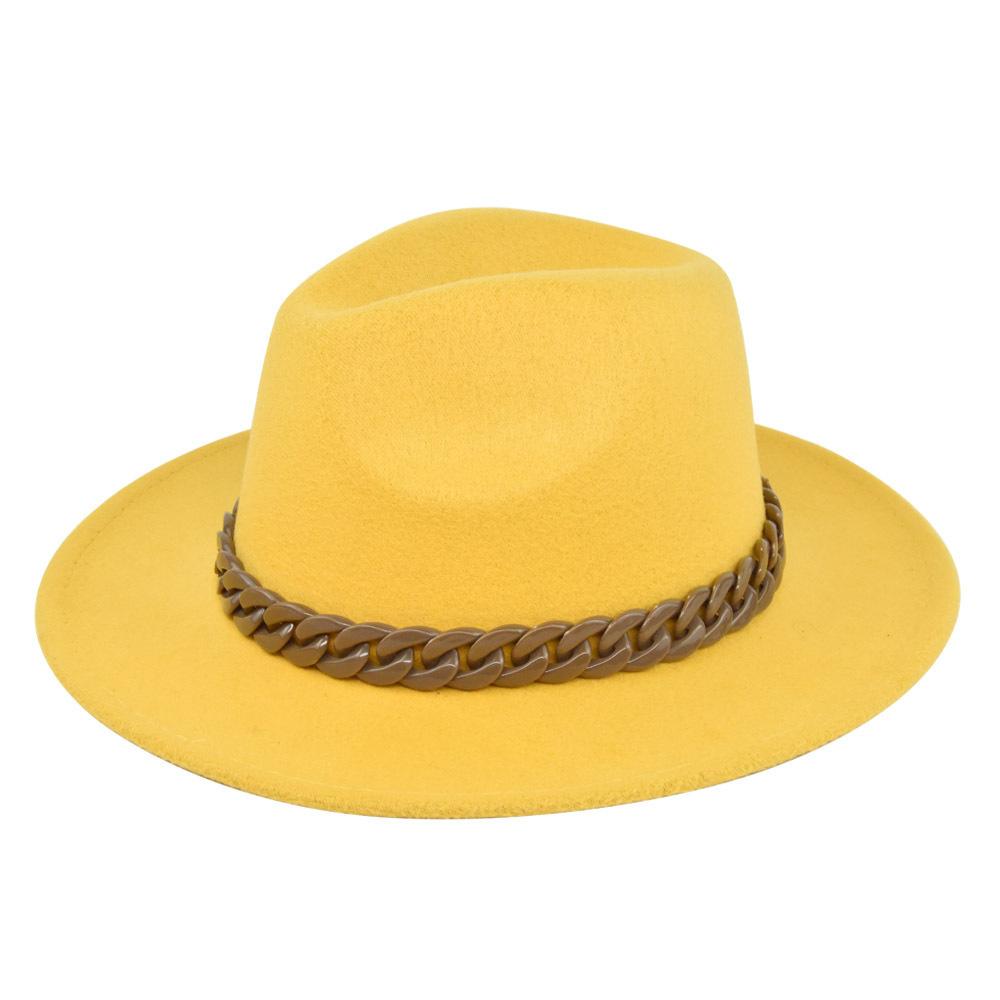 British retro jazz hat easiest for match chain hat women's large brim woolen hat felt hat imitation sheep hat flat brim hat no