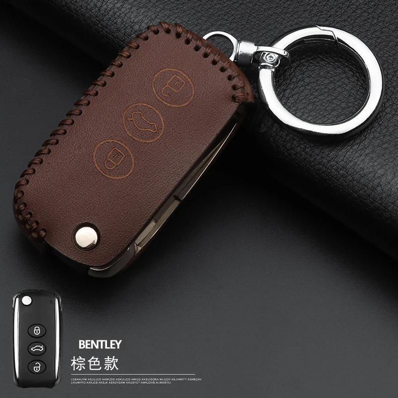 For Bentley Mulsanne Continental Flying Spur Car Key Bag Case Wallet Holder Key Cover Top Leather