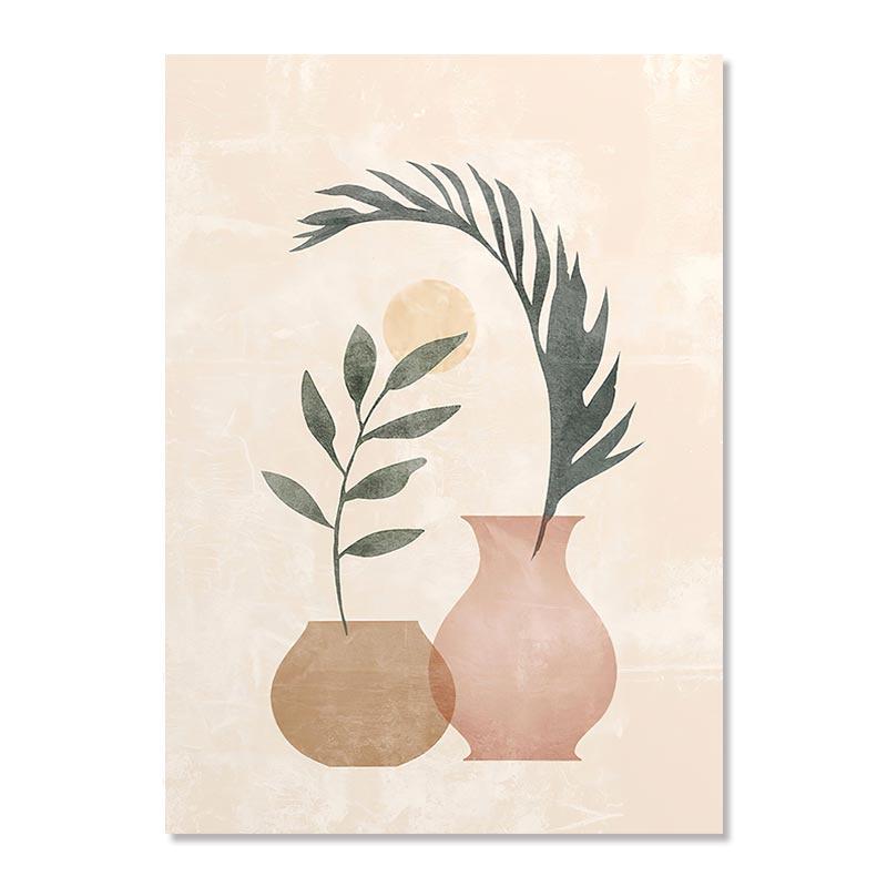 Boho Poster Botanical Floral Landscape Canvas Painting Abstract Lines Leaves Print Picture Living Room Decor Wall Art