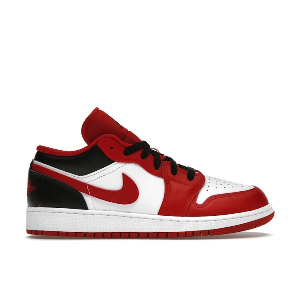 Air Jordan 1 Low GS Reverse Black Toe Kids Sneakers Red White Gym-Red 553560-163