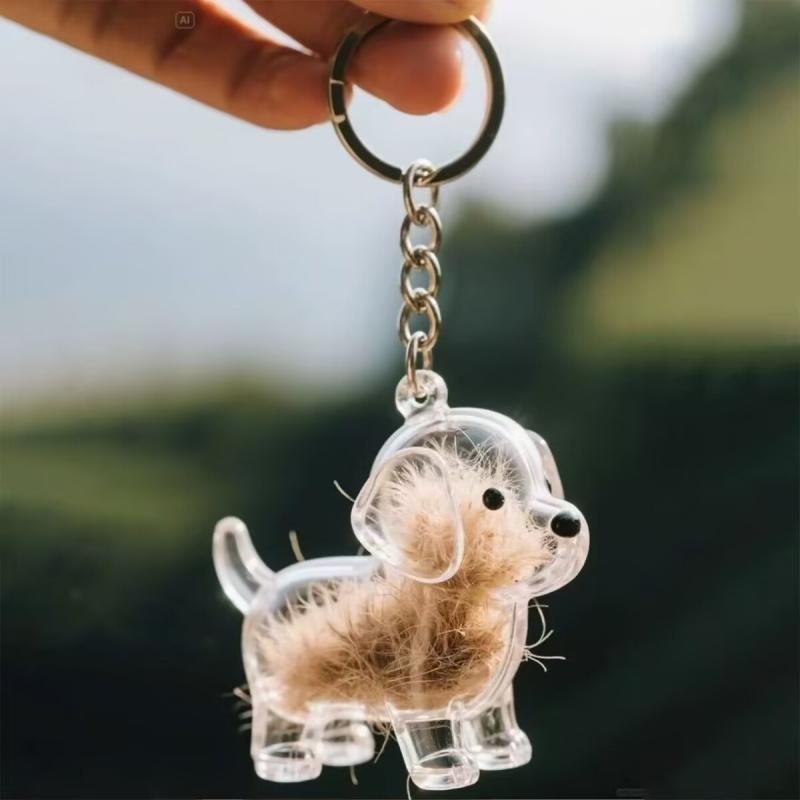 Cute Dog Transparent Hair Storage Box, Animal Fur Ball Capsule Pendant, Decorative & Memorial Dustproof Case, Collectible Toy