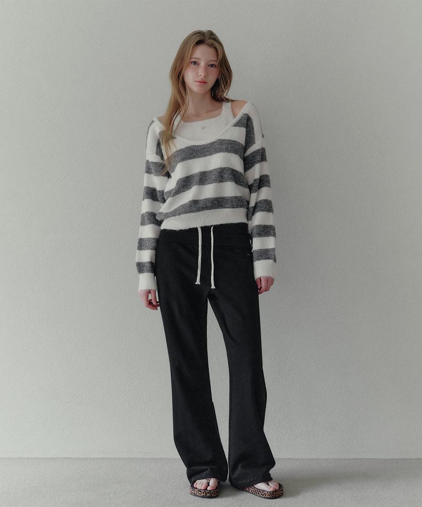 TWEE Liz Halter Layered Striped Long Sleeve Knit