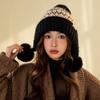 Mode Farbabstimmung Pompon Ohrenschutz Warme Mütze Damen Winter Radfahren Fleece Kälteschutz Wollmütze Tide