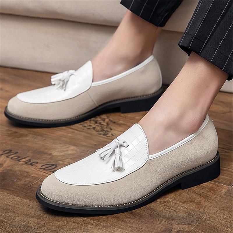 Nové Pánské Špičaté Černé Hnědé Střapce Nazouvací Boty Baleríny Společenské Patchworkové Mokasíny Obuv na Párty Návrat Domů Zapatos Hombre