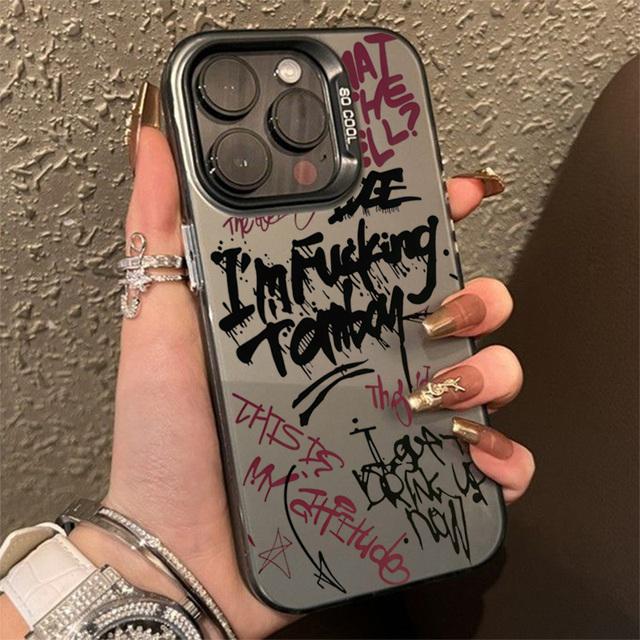 

Двойная тень Личность Беспорядочный английский Телефон Для iPhone 16 Pro Max 15 14 13 12 11 Чехол-накладка Funda Coque Бампер Ракушка For iPhone 11 Pro Max