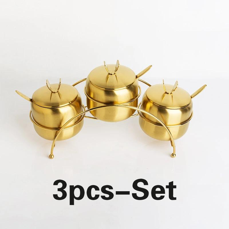 Stainless Steel Seasoning Box Salt Pot Suit Seasoning Bottle Ingredient Box Nordic Style Household Sugar Cup Seasoning Pot