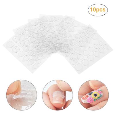 10 Sheets Double Sided Nail Stickers Nail Glue Jelly Gel Tape Adhesive Tabs Transparent Adhesive False Nails Tips for