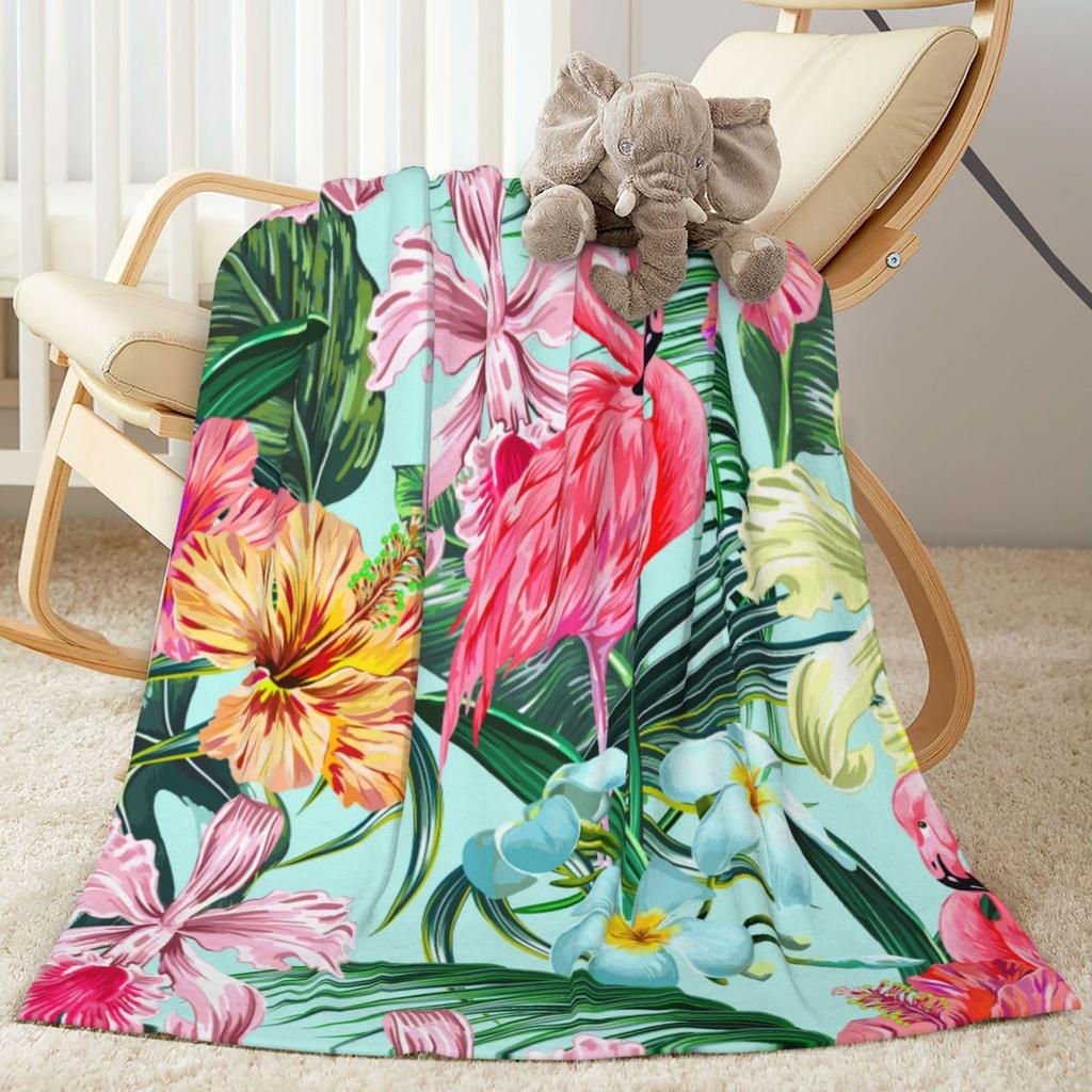 Tropical Palm Leaves Throw Blanket Ultra Soft Warm Lightweight Cozy Plush Blanket for Bed Chair Car Sofa Couch Bedroom Dorm