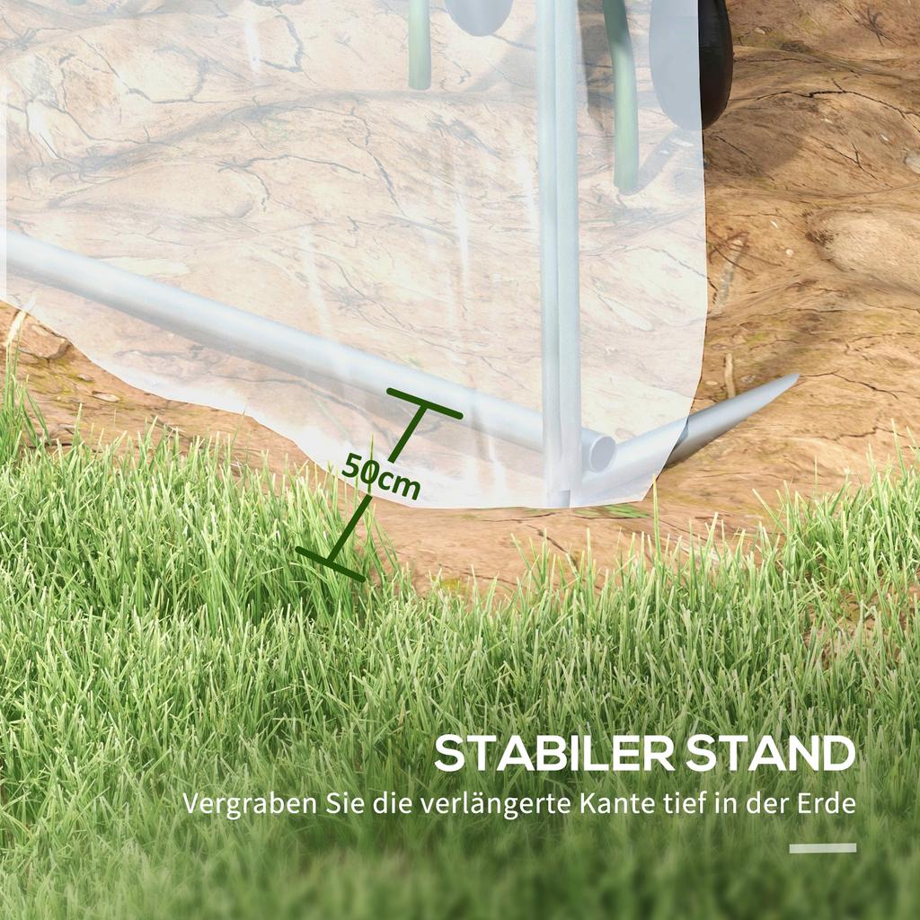 Tunnel Greenhouse, Walk-In, Transparent Film, Galvanized Steel Frame, 3 x 2 x 2m