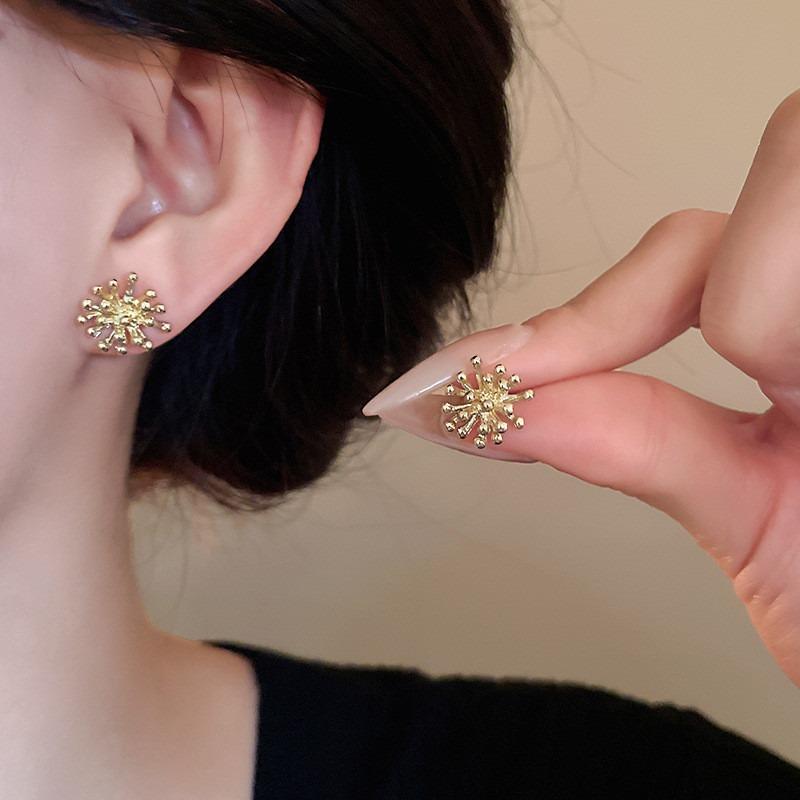 Silver needle super flash zircon pearl geometric round flower earrings simple personality stud earrings niche design earrings women