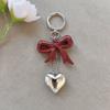 Acrylic Red Bow Keychain Circle Clip Purse Accessory Cute Bag Charm  New Year
