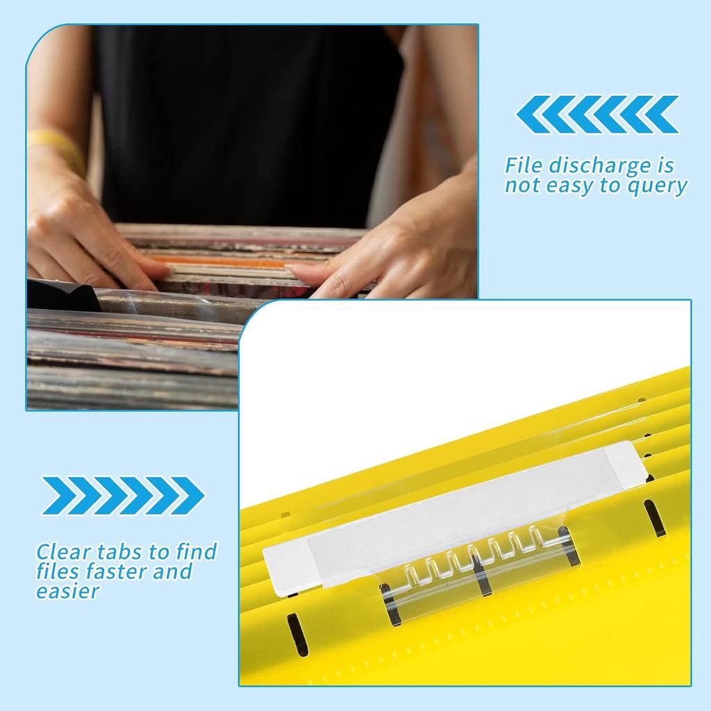 50 Pieces 4 Inch Clear Hanging Folder Tabs Hanging File Folder Tabs Clear Tabs for Hanging File Folders for 3 1/2 Inch Hanging File Folders with Tabs
