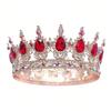 Luksus Farge Barokk Dronningkrone Fargerik Glitrende Rhinestone Bryllupskrone Brud Prinsesse Hel Rund Tiara Hodebånd Hodeplagg