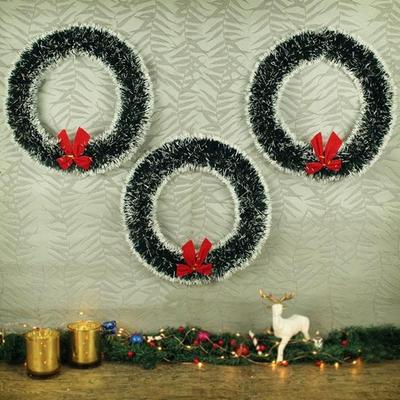 Set of 3 Christmas Wreaths for Decoration Front Door Tree Wall Hanging Ornaments Artificial Pine Garland Xmas Decor Items for Home