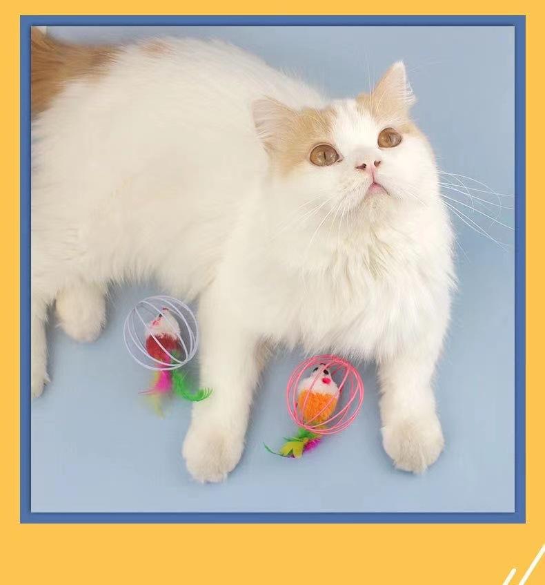 Cage mouse self-sexual cat toy plush simulated color mouse toys tease cat ball toys