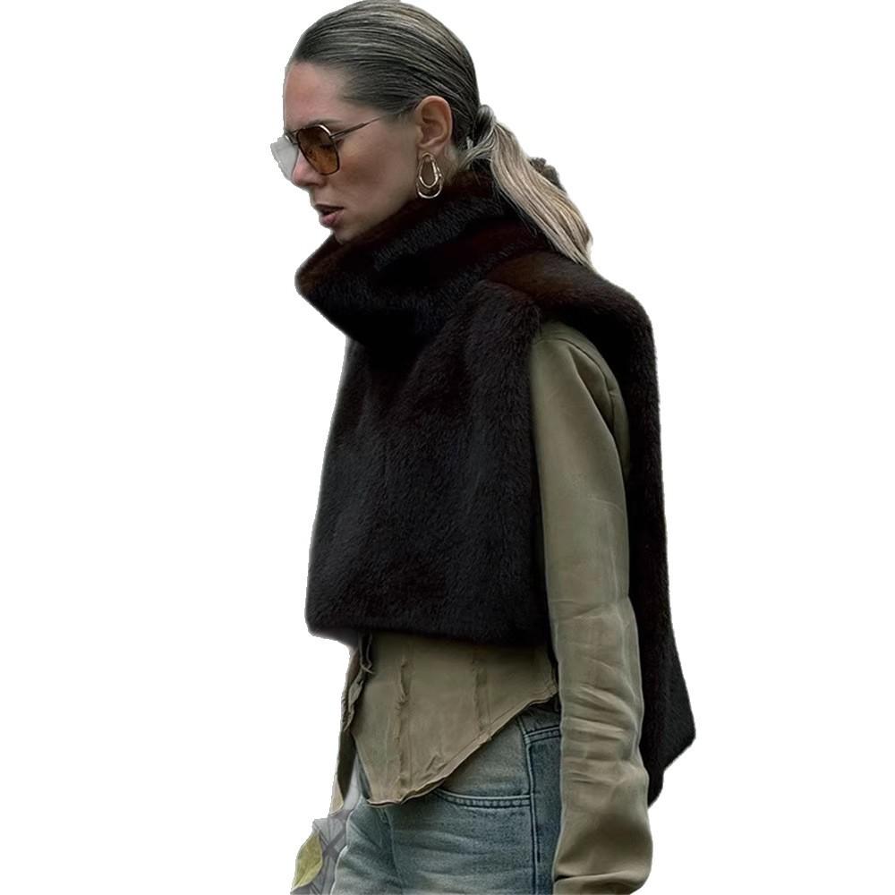 New imitation fur vest turtleneck fur vest fashion rabbit fur vest cardigan short sleeveless
