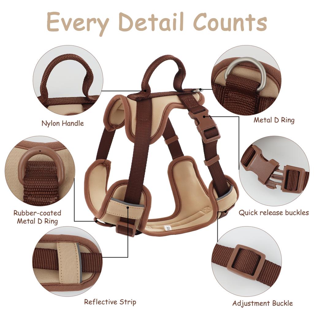 New Chocolate Color Luxury Dog Harness No Pull for Large Small Dogs Adjustable Chest Strap Dog Harness Personalized