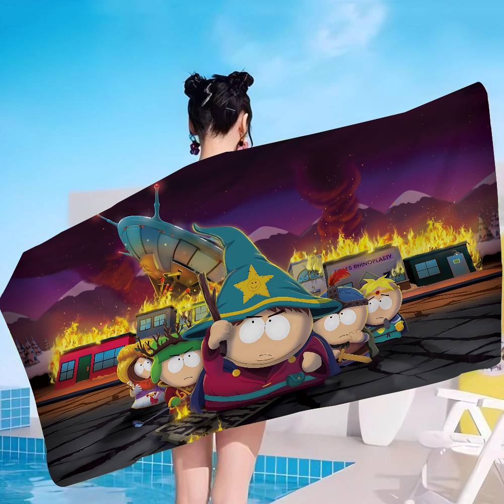 South Cartoon Park Microfiber Blanket Quick Drying Beach Towels Oversized Printing Super Absorbent Pool Towel Blanket