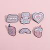 Pink Whimsical Cartoon Heart Brooch Fun Rainbow Heart Drink Box Letter Shaped Accessory Pin