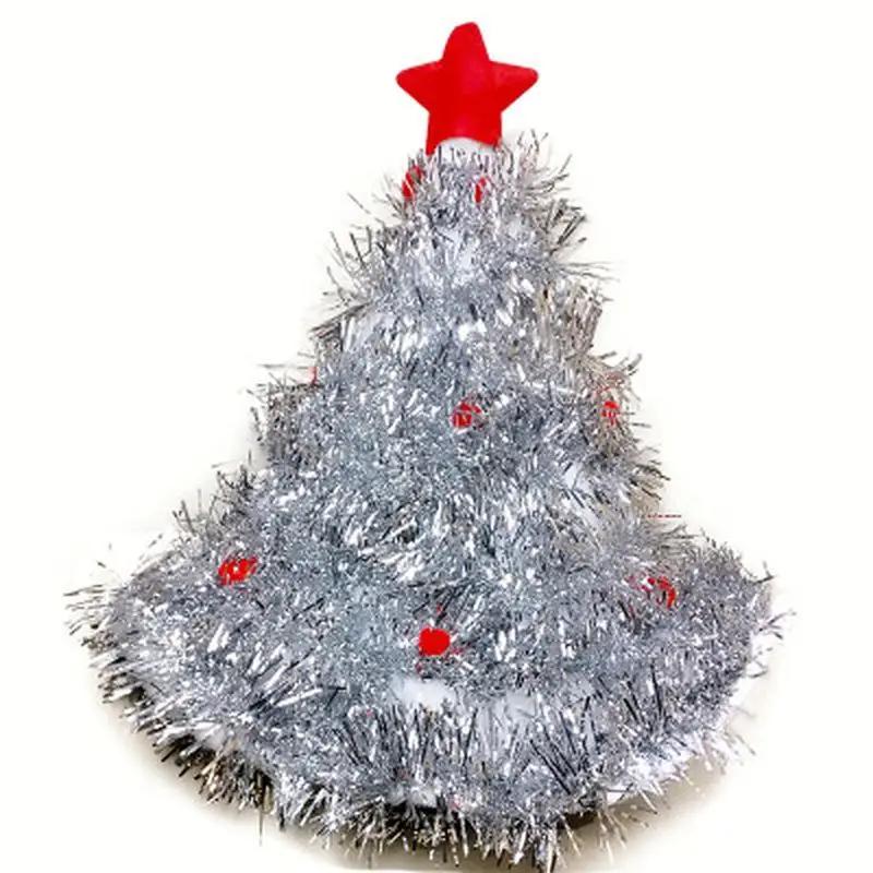 Tinsel Christmas Tree Hat on 1pc Headband Father Christmas Xmas Party Santa Fancy Dress Costume Hat Christmas Hat