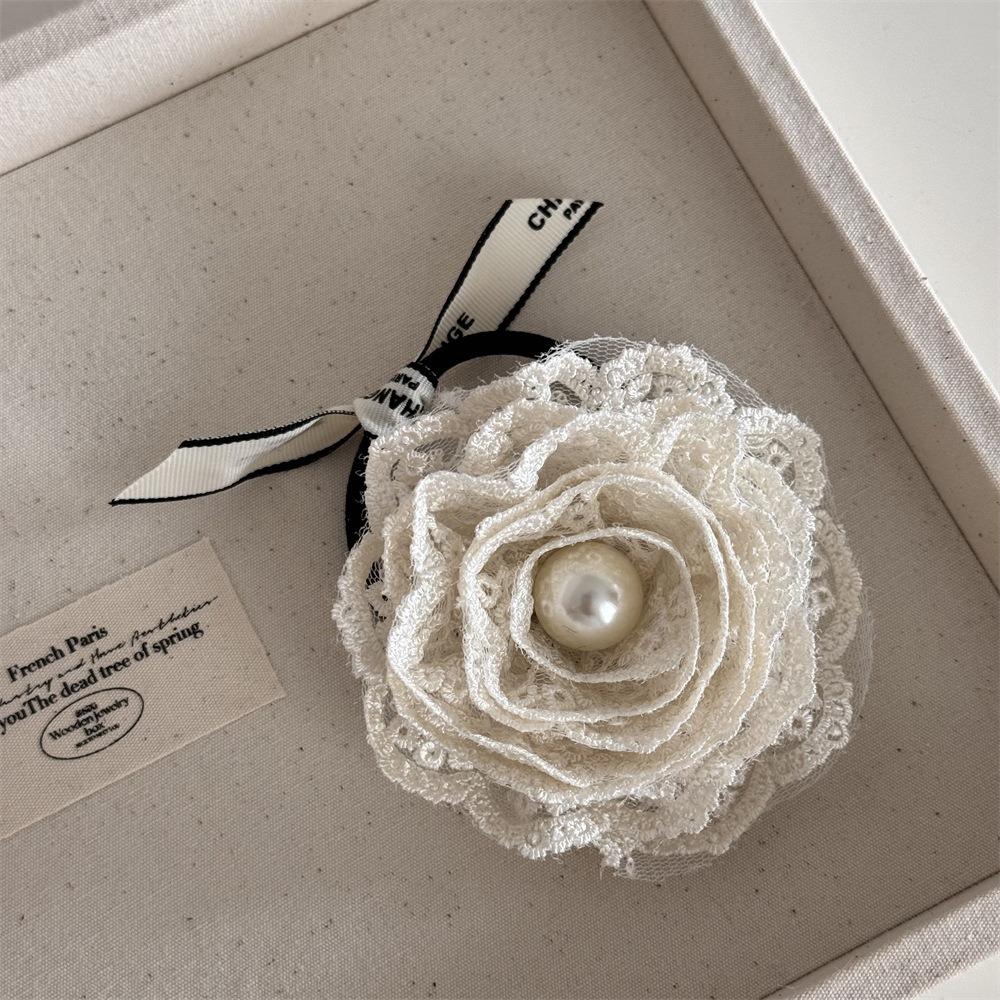 Pearl Korean Flower Hairpins Cloth Lace Wedding Hair Clip Retro Lace Flower Hair Clip  Party
