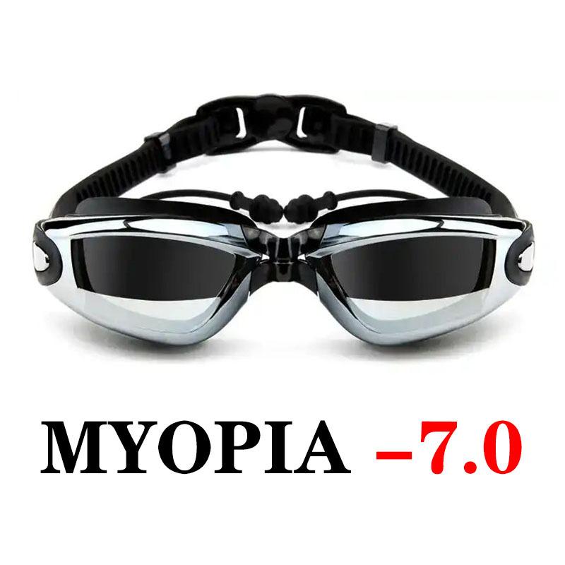 Myopia Goggles, Swimming Goggles, Silicone Swimming Goggles, Anti-Fog And Waterproof Men'S And Women'S Large-Frame Electroplated Glasses