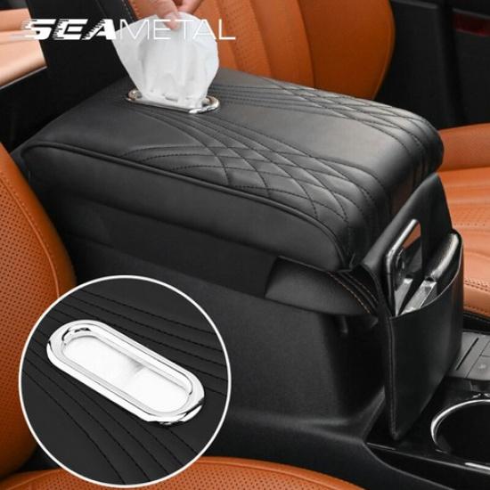 Pu Leather Car Armrest Pad Cover Auto Center Console Box Cushion Mat Storage Bag