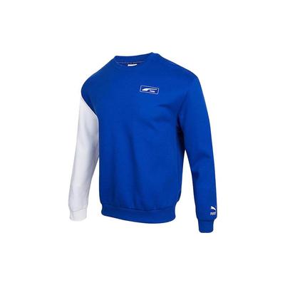 Colorblock Logo Embroidered Crew Neck Sweatshirt Men Tops Blue White 539726-84