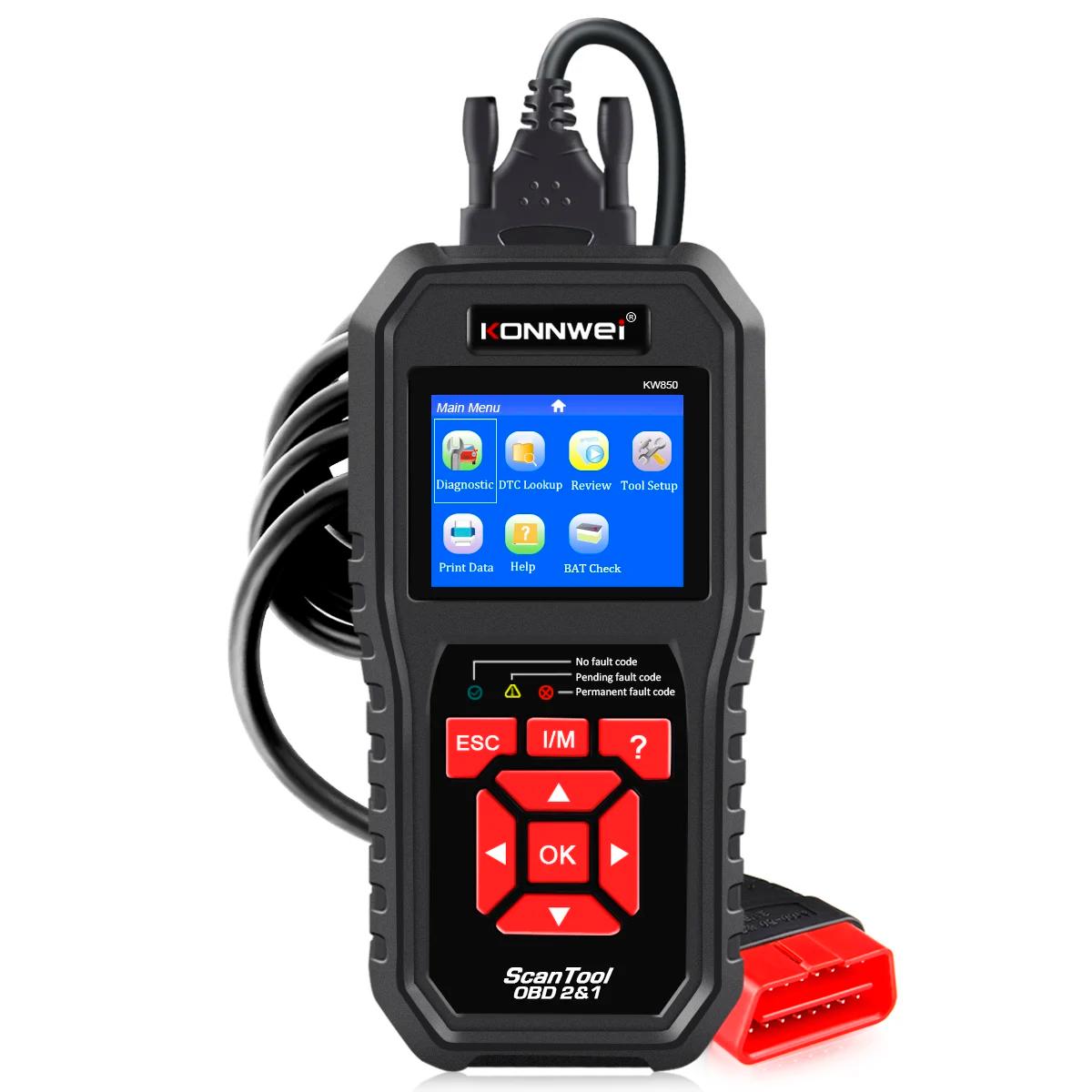 KONNWEI KW850 OBD2 автомобильный диагностический сканер инструменты OBD 2 диагностический инструмент Check Engine автомобильный сканер код считыватель чёрный