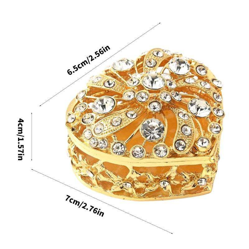 Elegant European Styles Heart Shaped Jewelry Box With Diamonds And Pearls Accent For Rings Earrings Necklaces