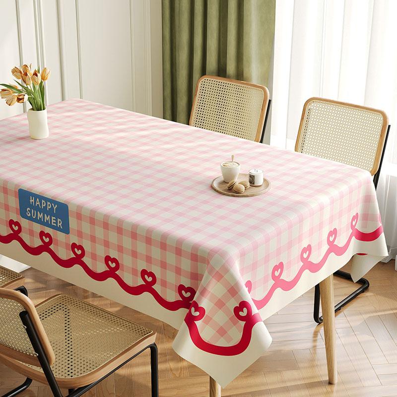

New Colorful Plaid Waterproof Tablecloth Oil-Proof Washable Rectangular Table Mat for Office Party Dopamine Pvc Dust Cover 120x120cm