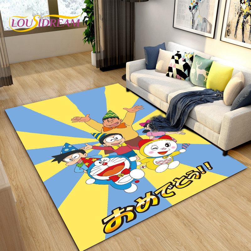 Doraemon Japanese Anime Cartoon Area Rug,Carpet Rug for Living Room Bedroom Sofa Doormat Decoration, Kid Play Non-slip Floor Mat
