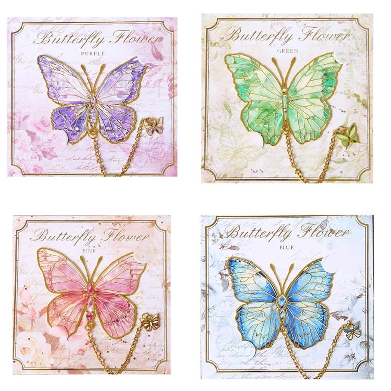 Metal Bookmarks Butterfly Book Markers with Pendant Creative Page Marker Chinese Style Book Markers Birthday Present