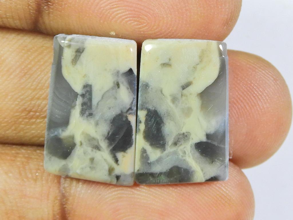 Natural Puff Jasper Matched Pair Octagon Cabochon Loose Gemstone 12X18X04 MM SK-262