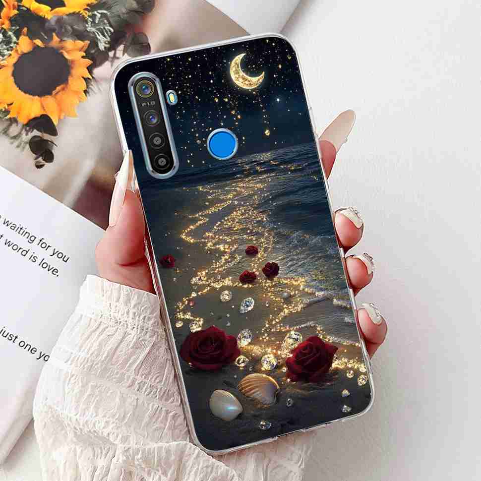 For Realme 5 RMX1911 6.5" Case Fashion Colorful Flower Soft Silicone TPU Cover For Oppo Realme5 RMX1919 Butterfly Bumper Shell