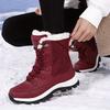 Women's High-Top Snow Boots, Solid Color, Round Toe, Warm Plush Lining, Anti-Slip Rubber Sole, Durable Fabric Insole, Man-Made Upper - Casual Footwear